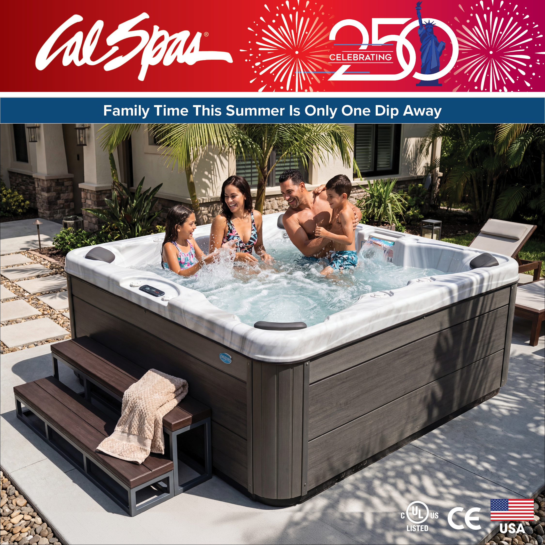 Calspas hot tub being used in a family setting - Rancho Cordova